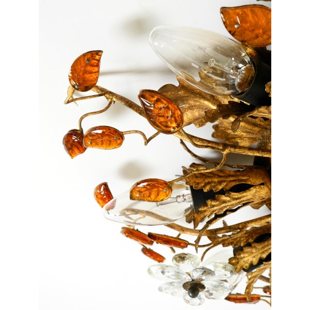 Large Italian Gilt Ceiling Lamp in Glass by Banci Firenze, 1960s For Sale - Image 10 of 18