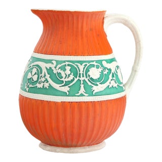 Antique English Salt Glaze Water Pitcher For Sale