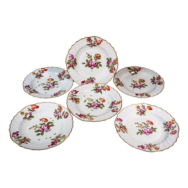 Antique Viennese Imperial Porcelain Plates, 1750, Set of 6 For Sale