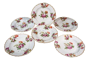 Antique Viennese Imperial Porcelain Plates, 1750, Set of 6