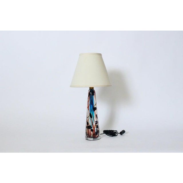 Fulvio Bianconi Mid 20th Century Fulvio Bianconi Style Murano Blue Art Glass Table Lamp For Sale - Image 4 of 12
