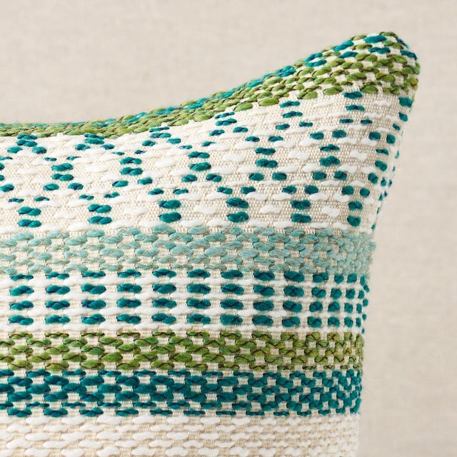 This pillow features Fremont Indoor/outdoor with a knife edge finish. Don’t be fooled by this rich, geometric woven...