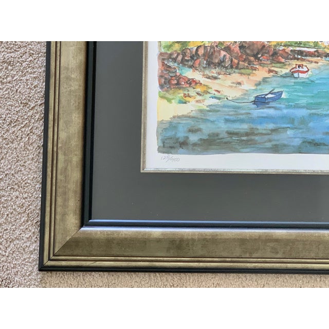 Coastal Framed Signed and Numbered Seriolithograph Titled “Bretagne-L’ile Aux Moines” by Daniele Cambier For Sale - Image 3 of 10