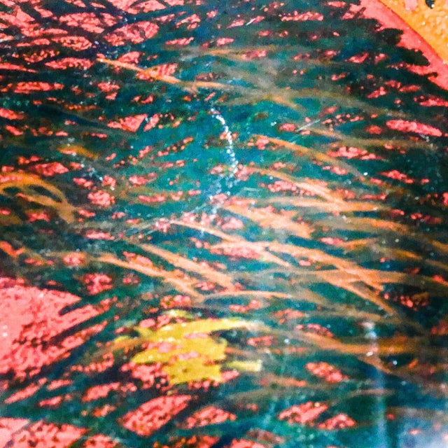 Hand Turned Large Round Vintage Solid Wood Deer Painted Tray For Sale - Image 9 of 13