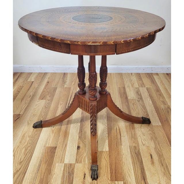 Antique Italian 19th C Exotic Inlaid Oilvewood Salon Side Table For Sale - Image 4 of 15