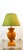 Gold Yellow Ceramic Table Lamp with Green Lampshade For Sale - Image 12 of 18