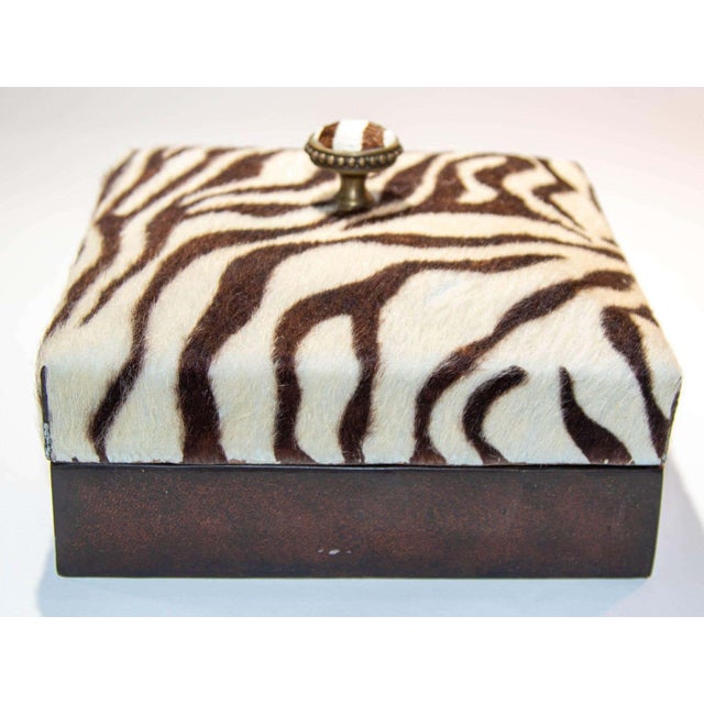Brown Maitland Smith Zebra Design Decorative Box, Leather, 1980s, Philippines For Sale - Image 8 of 16