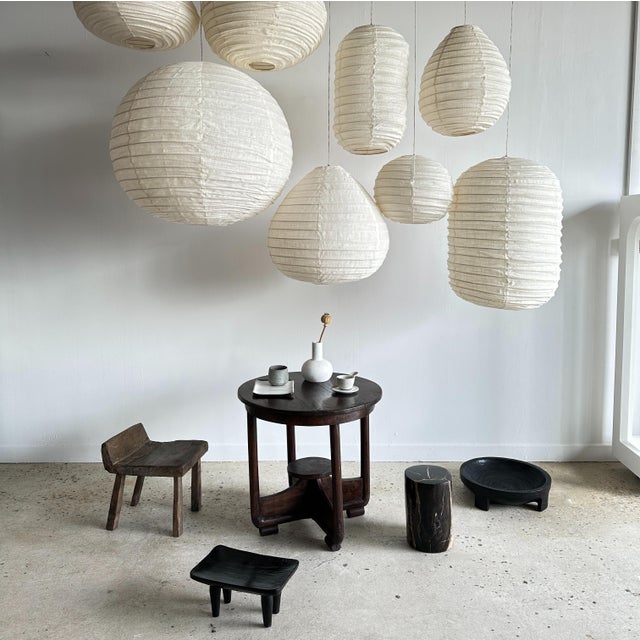 Japanese-Style Teardrop-Shaped Pendant Light in Rattan and Natural Linen, 1980s For Sale - Image 17 of 18