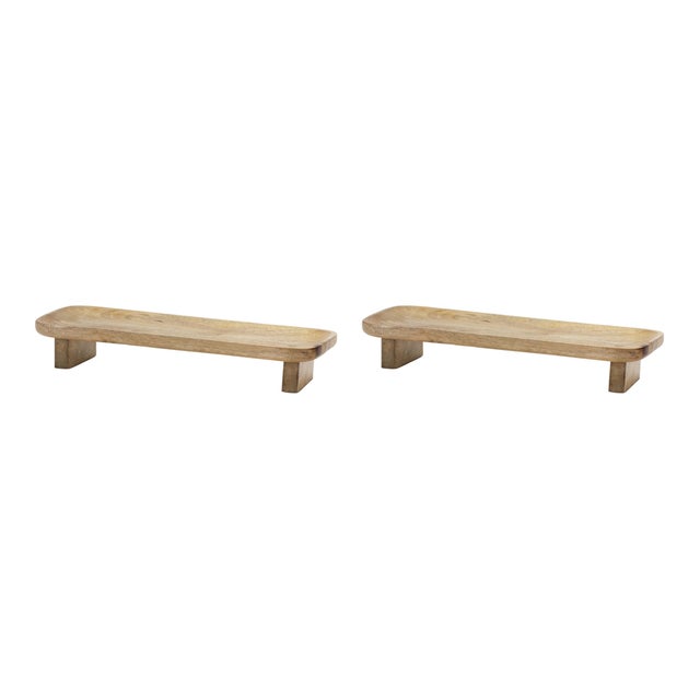 Elevate your home decor with this beautifully crafted set of Mango Wood Trays. With a natural wood grain finish and rustic...