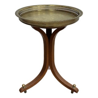 Vintage Brass Tray Top Bentwood Side Table For Sale