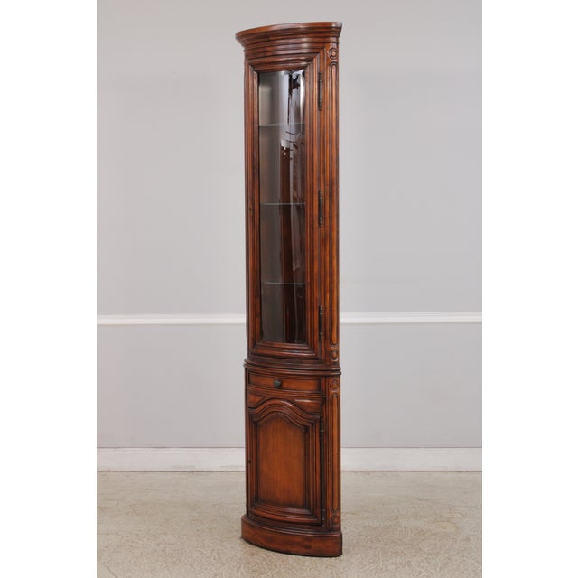 Traditional Theodore Alexander Curved Mahogany Corner Cabinet For Sale - Image 3 of 18