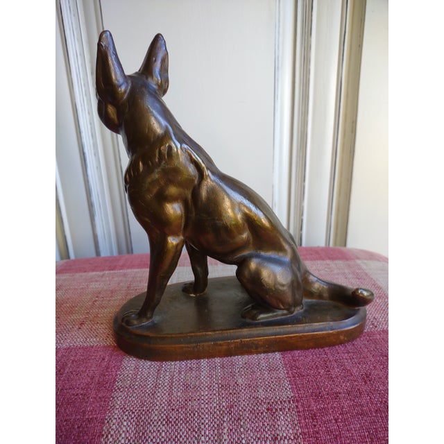 Large Antique Metal German Shepard Statue For Sale In Atlanta - Image 6 of 10