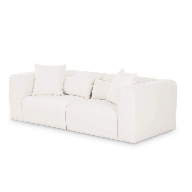 2020s Tarra Cream Chenille Modular Loveseat For Sale - Image 5 of 5
