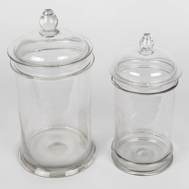 French Mid-Century Modern Glass Apothecary Jars, Set of 2 For Sale - Image 10 of 11