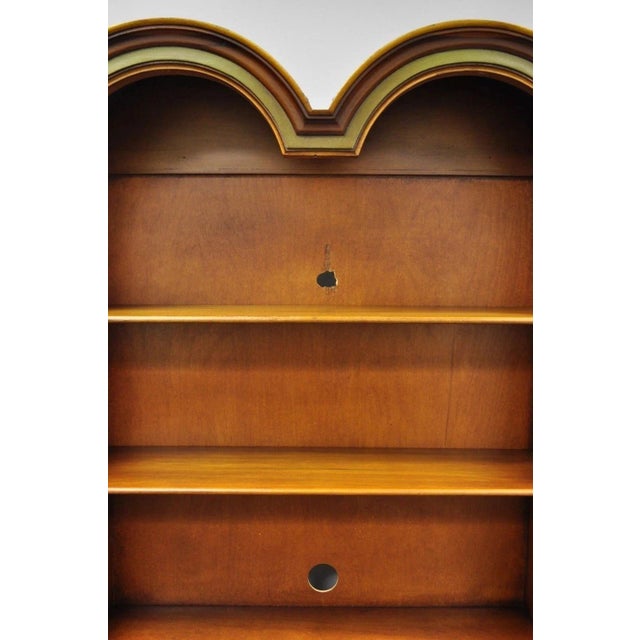 Antique English Adams Style Hand Painted Double Bonnet Bookcase Secretary Desk For Sale - Image 9 of 12