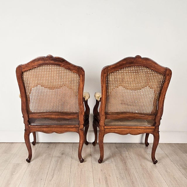 Pair of Louis XV Large Caned Armchairs, France Circa 1760 For Sale - Image 4 of 13