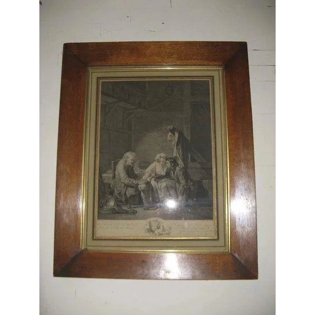French etching in mitered oak frame with gold liner. 23" by 28"