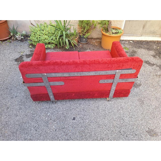 Fasce Cromate Sofa in Red Fabric by Luigi Caccia Dominioni for Azucena, 1960s For Sale - Image 12 of 18