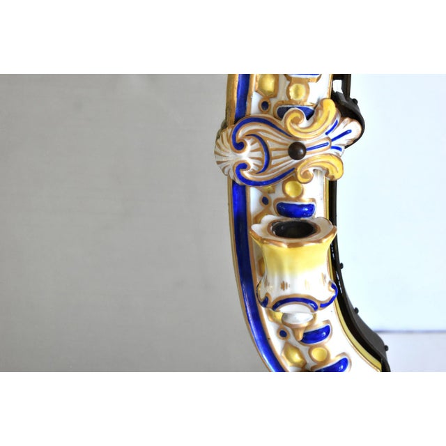 Glass C. 1850 German Porcelain Vanity Mirror With Candle Holders For Sale - Image 7 of 12