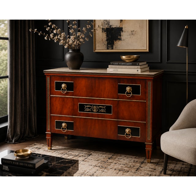 1981s John Widdicomb Grand Rapids Marble Top Regency Chest With Brass Lion Pulls For Sale - Image 18 of 18