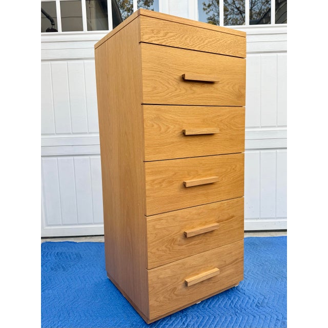 Contemporary Modern Tall Oak Dresser With Lift-Up Mirror For Sale - Image 12 of 12