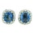 Ceylon Sapphire Diamond Cluster Earrings in 18k White Gold, 8.5 Carats, A Pair For Sale