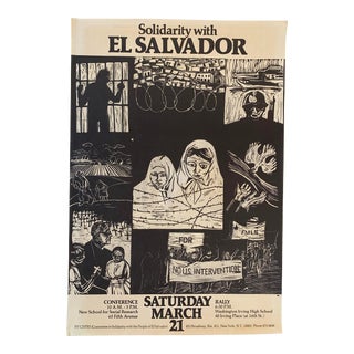 1980s Solidarity With El Salvador New York Rally Poster Vintage Unframed For Sale
