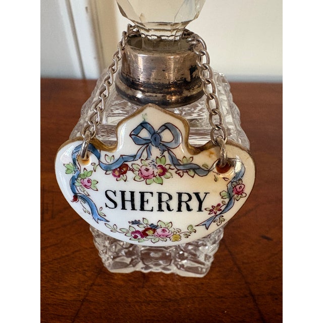 Staffordshire Ceramic Antique Hand Painted Bone China Liquor Sherry Bottle Tag For Sale - Image 4 of 4