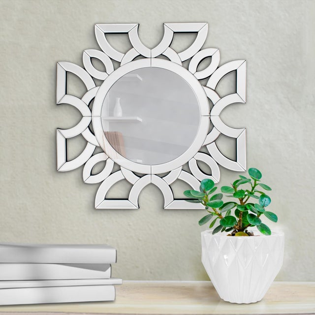Eduina Symmetrical Cut Pattern Wall Mirror For Sale - Image 10 of 11