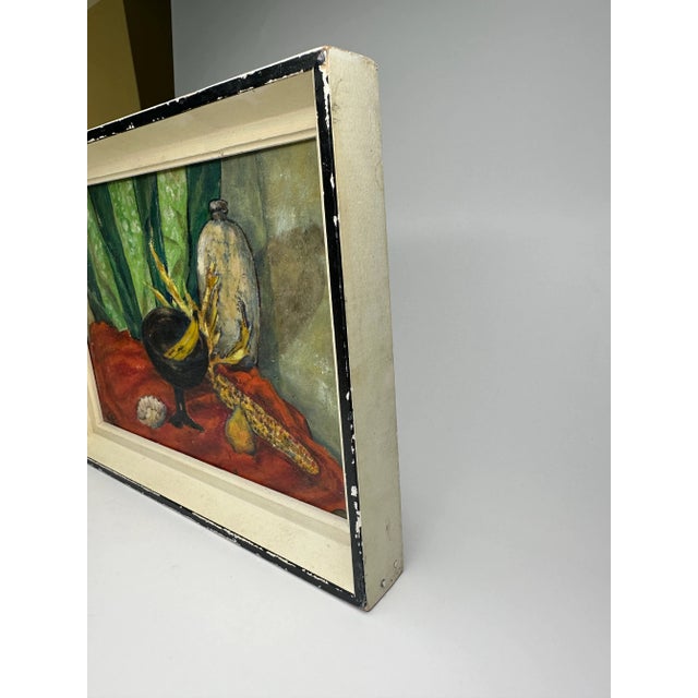 Mid Century Modern Still Life Framed Original Oil Painting For Sale In Houston - Image 6 of 12