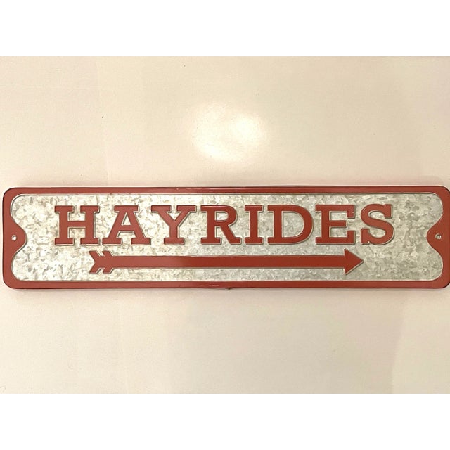 Country Metal Hayrides Sign Dimensions 20” width x .75” depth x 4.75” height