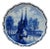 Antique Dutch Delft Hand Painted Blue & White Plate Oostpoort Water Cityscape 6" For Sale