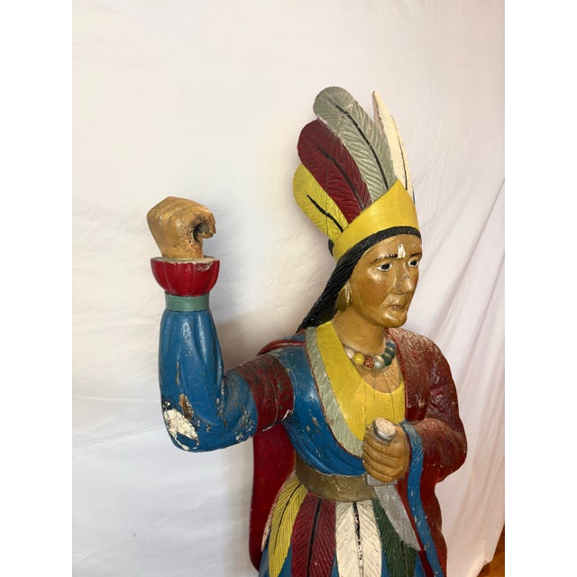 Mid 20th Century Vintage Hand-Carved Wood Cigar Store Figure – Americana Folk Art For Sale - Image 5 of 13
