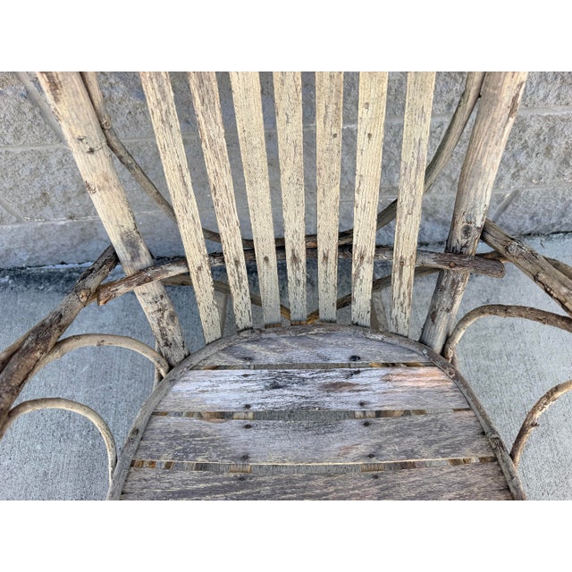 Handmade Vintage Folk Art Weathered Twig Rocking Chair For Sale - Image 10 of 12