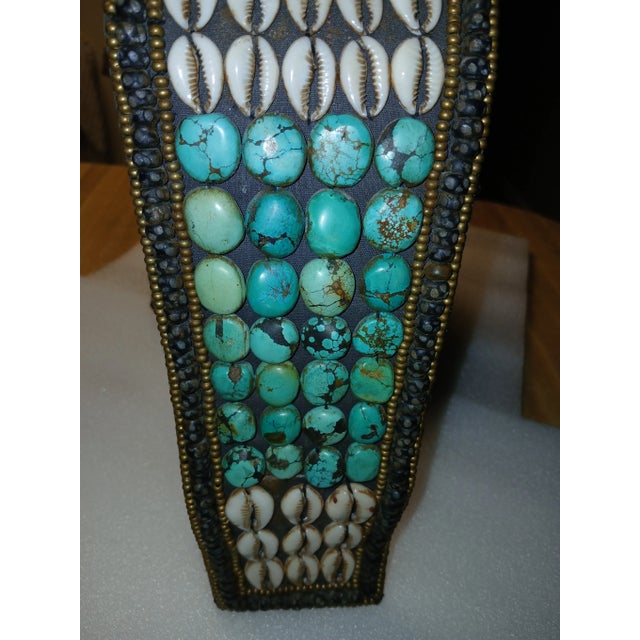 Late 19th Century Vintage Turquoise and Silvefr Tibetan Headdress For Sale - Image 5 of 12