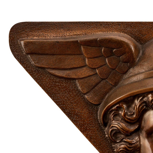 Art Deco Bronze Wall Plaque Relief with Hermes Image, 1930s For Sale - Image 3 of 7