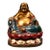 1980s Hand-Painted Gilt Solid Copper Laughing Buddha Statue, Seated Maitreya Buddha on Lotus Base, Chinoiserie Sculpture For Sale
