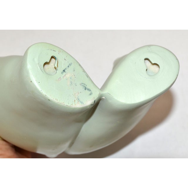 Vintage Ceramic Open Hands Sculpture Mounted Wall Art Mint Green Finish Pop Art For Sale - Image 13 of 15