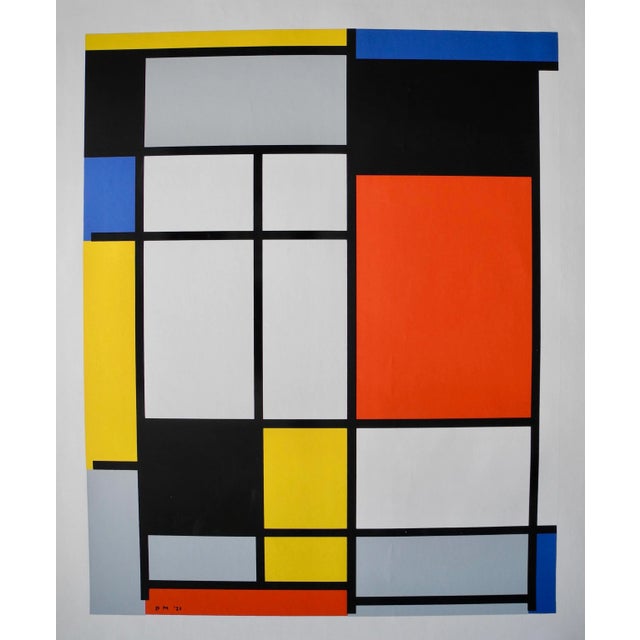 Royal Blue Modernist Bauhaus De Stijl Screen Print by Piet Mondrian by Pace Editions, 1970 For Sale - Image 8 of 9