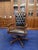 Traditional Ornate Carved Walnut Wood & Tufted Brown Genuine Leather Executive Office Chair For Sale - Image 3 of 3