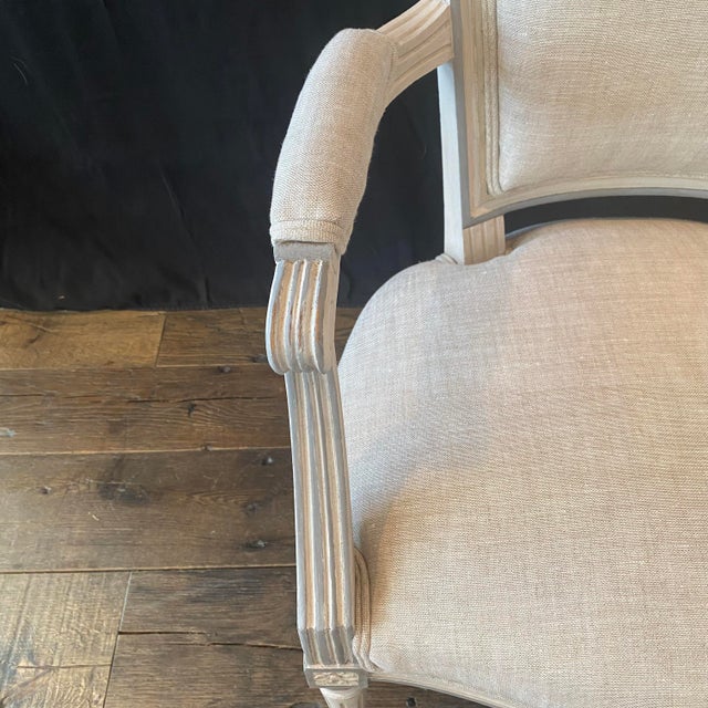 French Antique French Louis XVI Neoclassical Painted Armchairs or Fauteuils -a Pair For Sale - Image 3 of 13