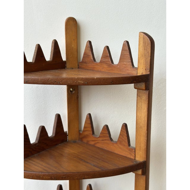 Vintage Sawtooth Edge Tiered Corner Shelf, Circa 1950s-60s For Sale - Image 10 of 14