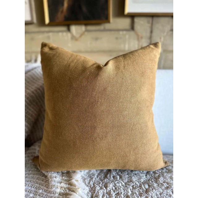 Not Yet Made - Made To Order French Royal Velvet and Linen Accent Pillow With Down Insert Havane For Sale - Image 5 of 7