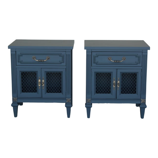 Pair of Mid Century Gray Painted Nightstands Chairish