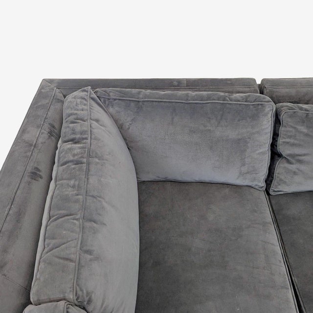 2010s Mitchell Gold + Bob Williams Gray Velvet L-Shaped Sectional Sofa For Sale - Image 5 of 10