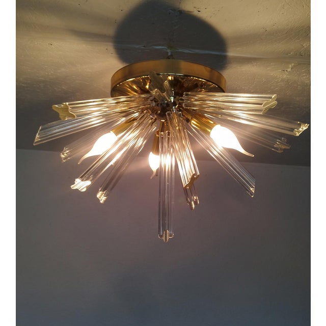 Gold Vintage Italian Murano Style Starbust Flush Mount Chandelier For Sale - Image 8 of 12