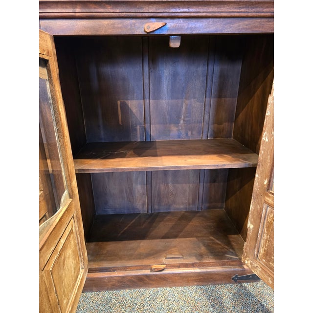 2010s Rustic Reclaimed Teak Glass-Front Sideboard For Sale - Image 5 of 8