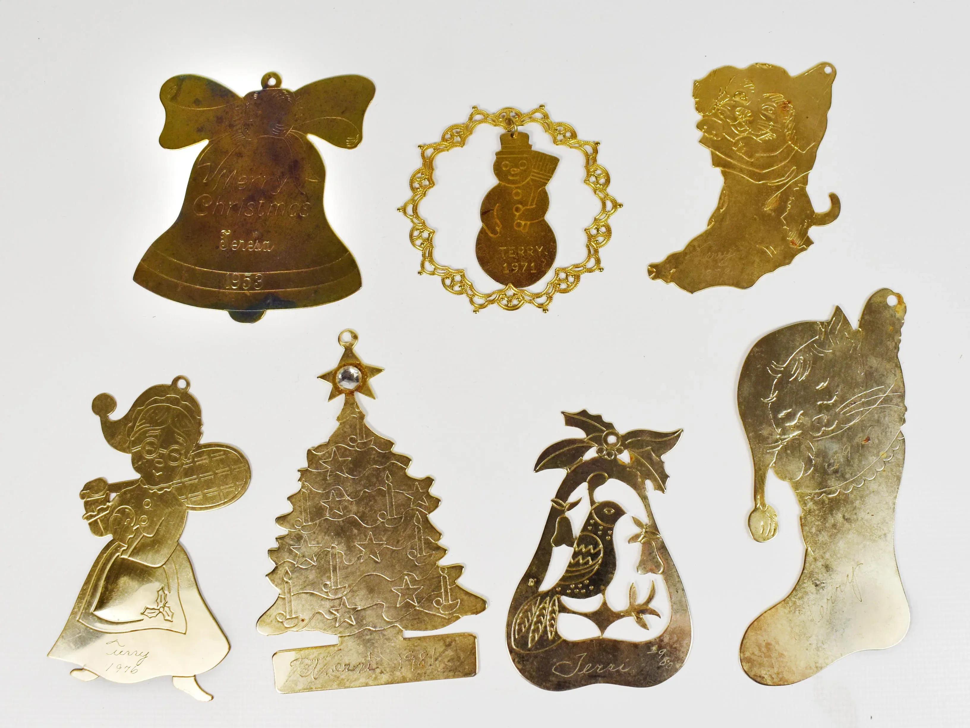 Vintage Mid 20th Century Assorted Brass Christmas Ornaments - 7
