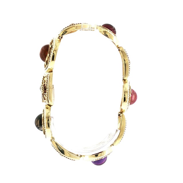 Late 20th Century Byzantine Style Multi-Colored Gemstone Link Bracelet For Sale - Image 4 of 5