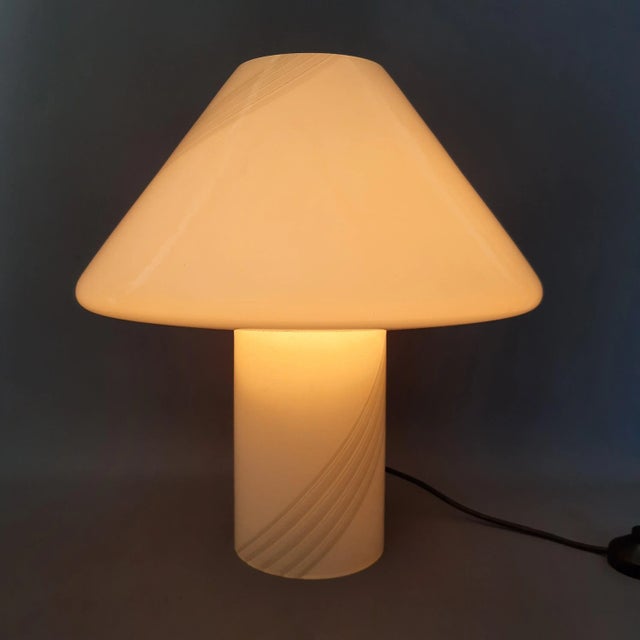 Gray Modern Striped Opal Murano Glass Mushroom Lamp, 1970s For Sale - Image 8 of 16